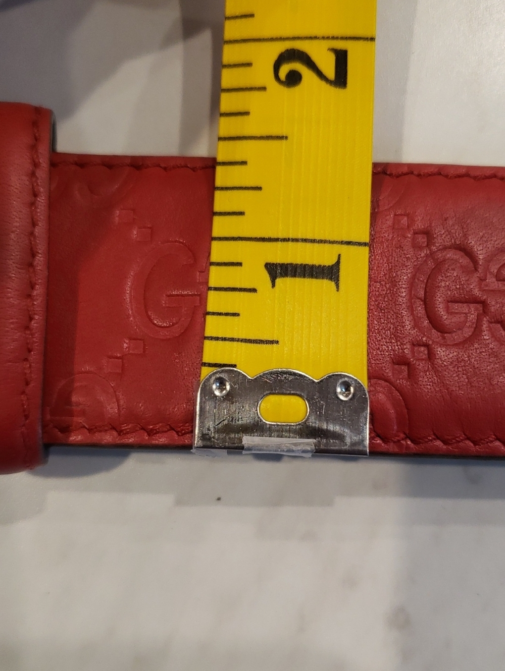 Gucci Women Red Leather Belt with Gold Double G Buckle Size Small 85/34 - Picture 5 of 11
